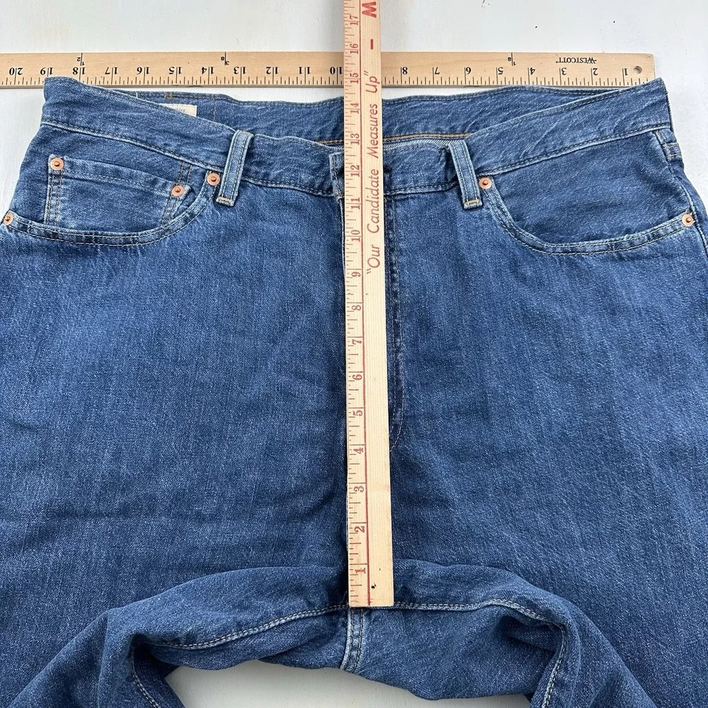 Levi’s 568 Big E Premium Loose Straight Jeans Men 36x30 Linen Cotton Blue Denim